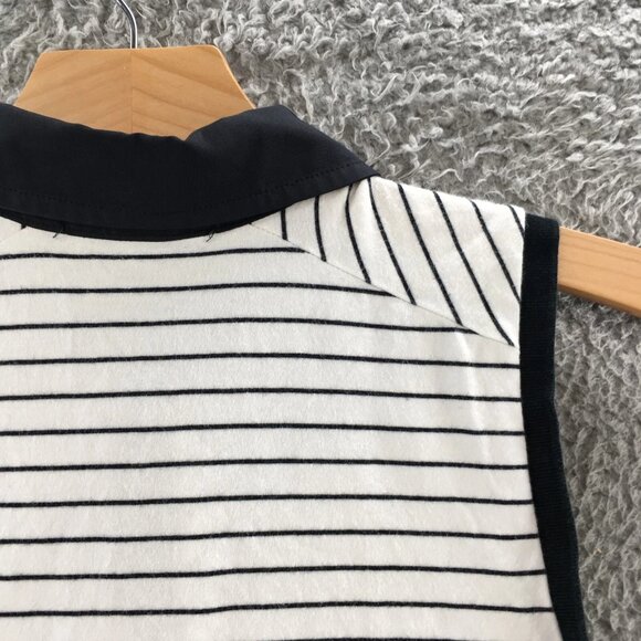 Ralph Lauren Sleeveless Polo Shirt Womens L White Blue Collared Striped Casual - Picture 9 of 14